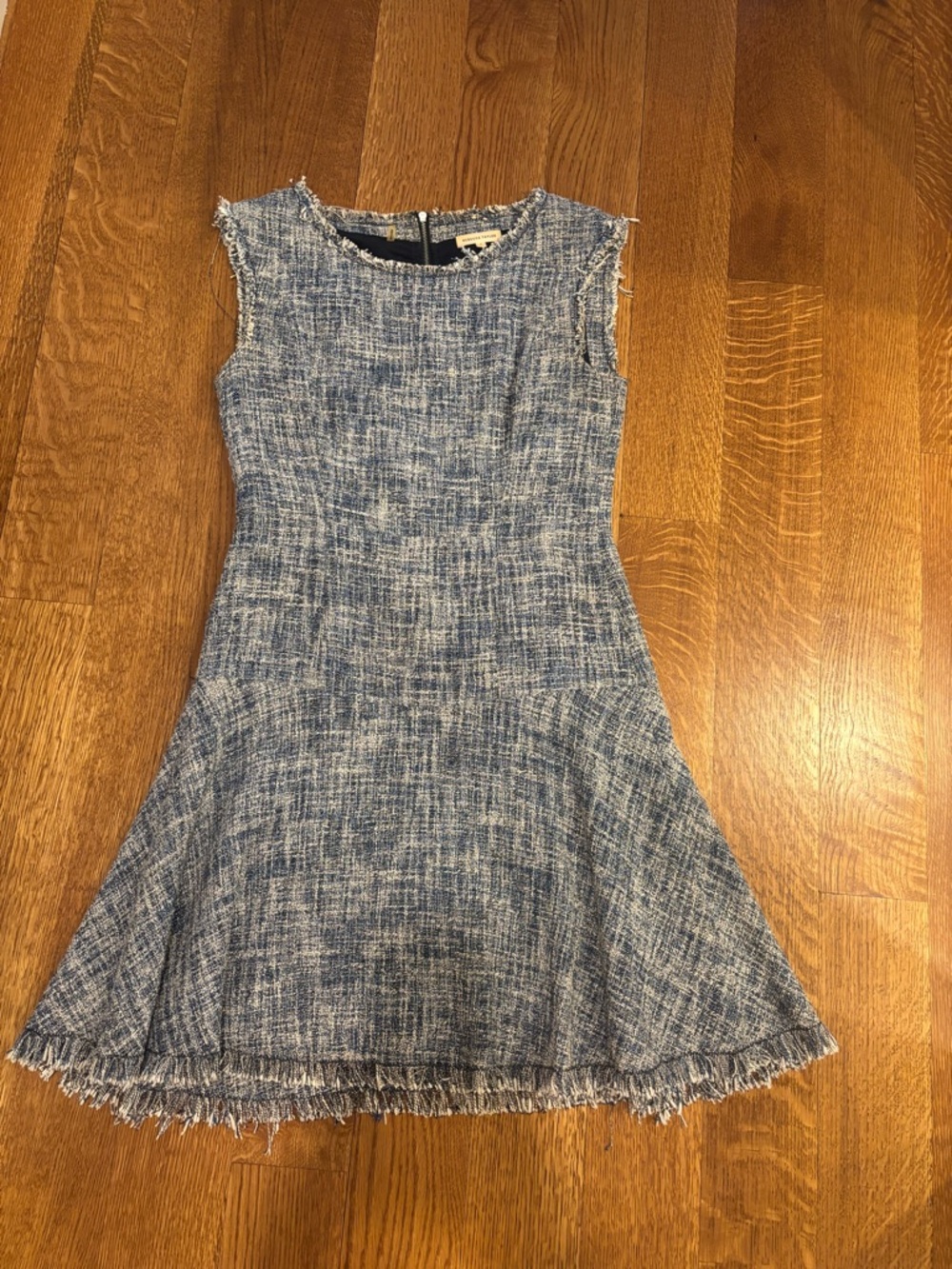 Rebecca Taylor Blue Tweed Sleeveless Flared Dress 4